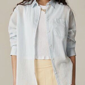 J Crew Garcon Cotton Voile Button Down shirt Edgewater Blue size 6 Small Women's